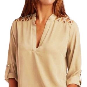 💥TRENDING Crisscross Shoulder SEMI SHEER Detail Top